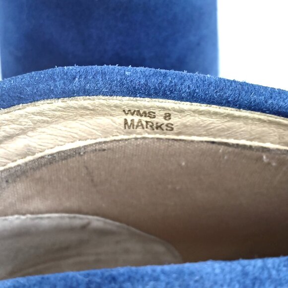 Report Blue Western Suede Ankle Medium Heel Boots Booties with Stacked Heel EUC - Picture 9 of 9